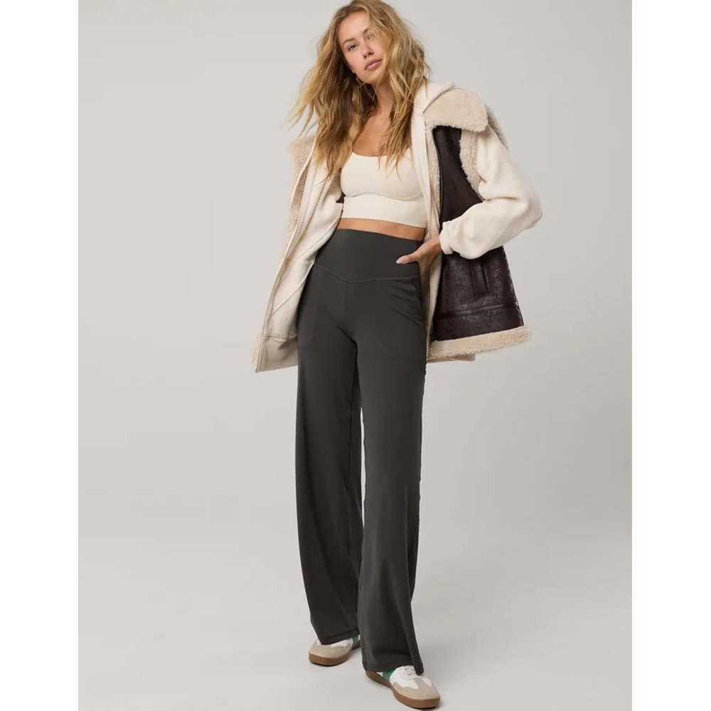 Offline By Aerie Real Me XTRA High Trouser Pants XL Black Wide Leg Stretch